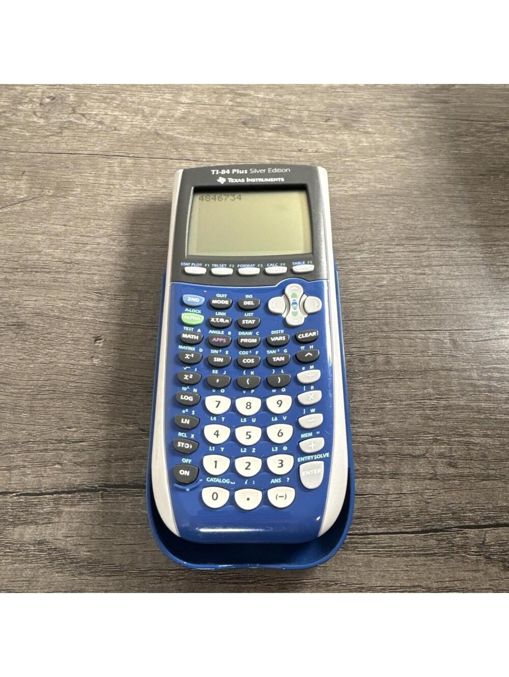 Texas Instruments TI-84 Plus Silver Edition Blue Graphing Calculator w/ Cover